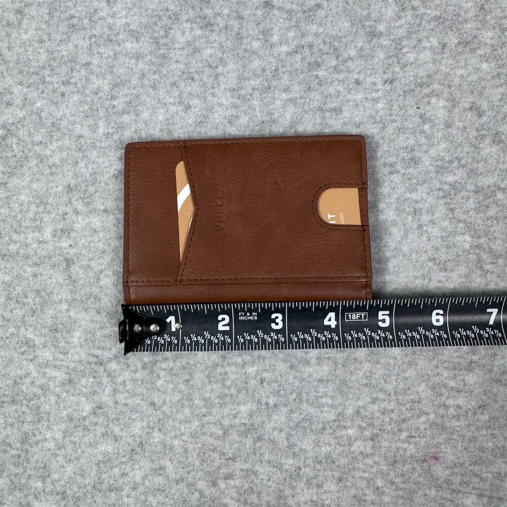 VULKIT Men's Slim Bifold Wallet Brown RFID Blocking Minimalist Card Holder